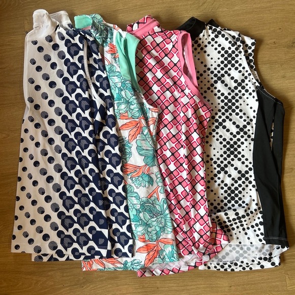 Tail Tops - Tail Womens Sleeveless Golf Tennis Tops Bundle Quarter Zip Floral Geometric XL